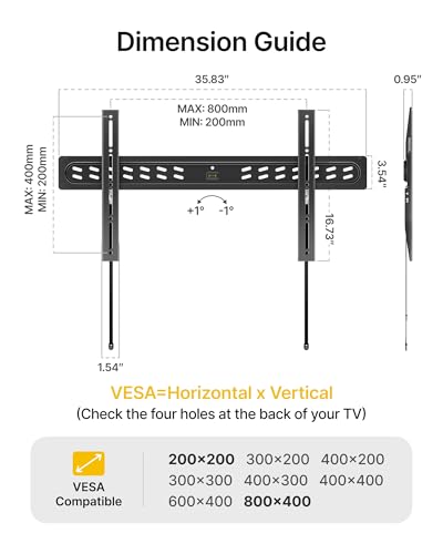 monTEK Ultra Slim Fixed TV Wall Mount for 43–95 inch TVs Holds 150 lbs - size: 43–95" Fixed