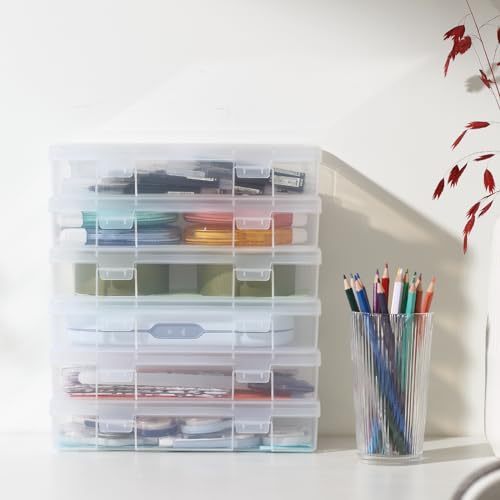 novelinks Small Plastic Storage Containers with Lids and Clear Pencil Box - color: 9 Pack Medium -Clear