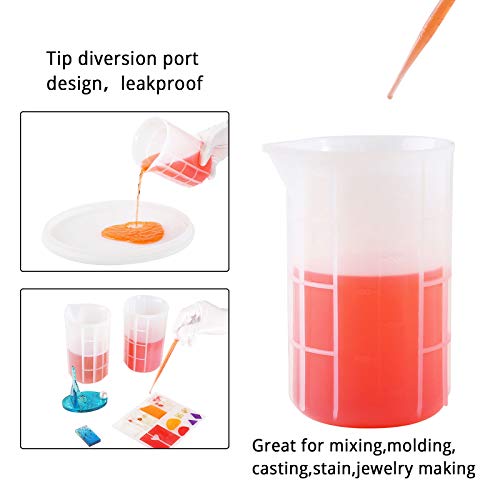 Gartful 700ml Extra Large Silicone Measuring Cups, Resin Mixing Cups for Epoxy, Jewelry Casting Molds, Acrylic Paint Pouring, Nonstick Reusable Craft Measuring Cups, 23 oz, Set of 2 - size: X-Large-700ml*2