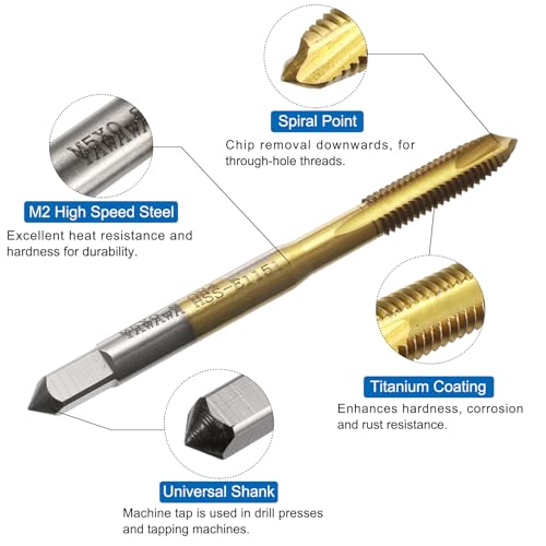 uxcell Metric Tap & Drill Bit Set, 2pcs M5 x 0.8 Spiral Point Thread Taps Titanium Coated and 2pcs 4.2mm Twist Drill Bits Roasted Yellow, Screw Tapping Threading Tools - size: M5 x 0.8 + 4.2mm