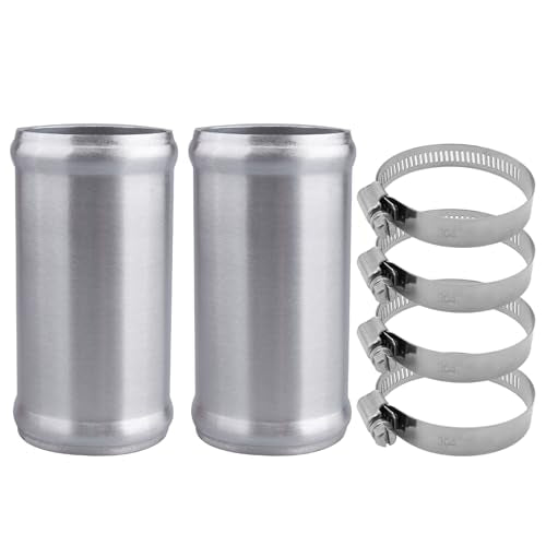 AC PERFORMANCE 2" (51mm) OD Aluminum Alloy Hose Joiner Silicone Pipe Connector Bead, 4" Length with 304 SS Clamps, Pack of 2 - size: 2" (51mm) - 2PCS