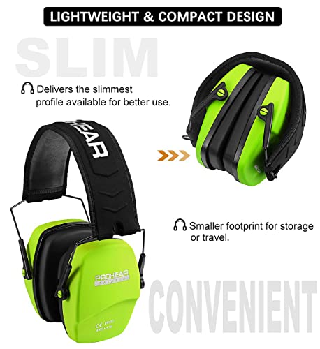 PROHEAR 016 Ear Protection Safety Earmuffs for Shooting, NRR 26dB Hearing Protector with Low-Profile Earcups, Compact Foldable Ear Defenders for Gun Range, Hunting (Fruit Green) - style: Passive – Green