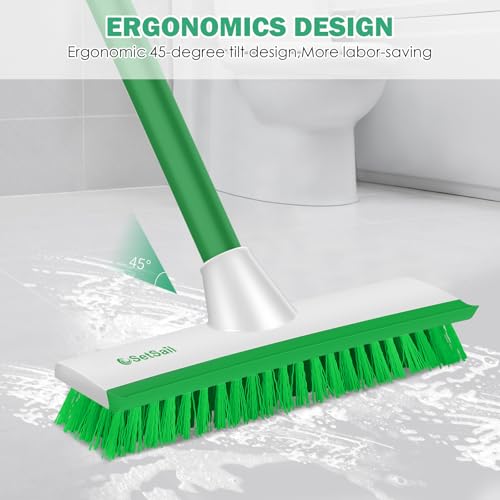 SetSail Floor Scrub Brush with 51-Inch Long Adjustable Handle Brush, Green - color: Green, size: 10in