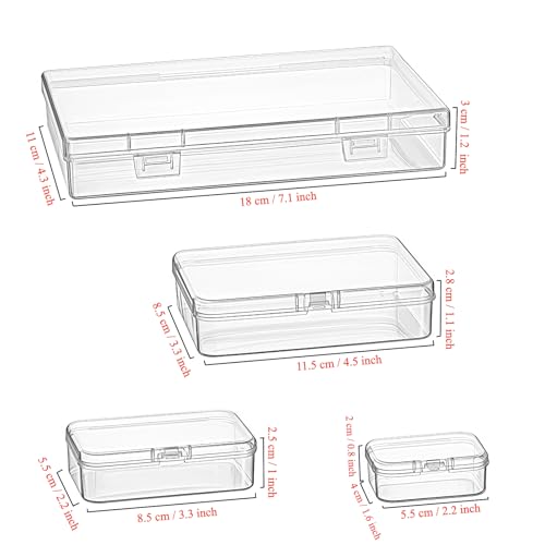 24 Pieces Mixed Sizes Rectangular Empty Mini Clear Plastic Organizer Box - size: 4 Sizes
