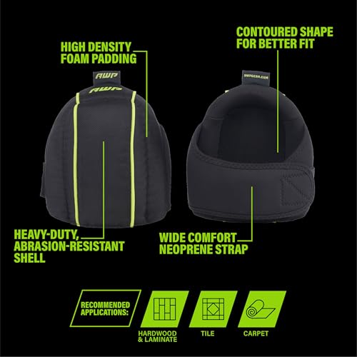 AWP Flooring Knee Pads, One Size, 1 Pair, Black - size: 1 Pair, style: Pro Flooring Knee Pads