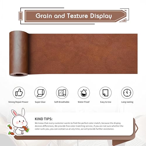 KING MOUNTAIN Leather Repair Patch,4 x 63 Inches self Adhesive Leather Repair Tape for Damaged Leather Furniture, Sofa Seating,Car Seats, Leather Goods（Classic Brown） - color: Classic Brown, size: 4" x 63"