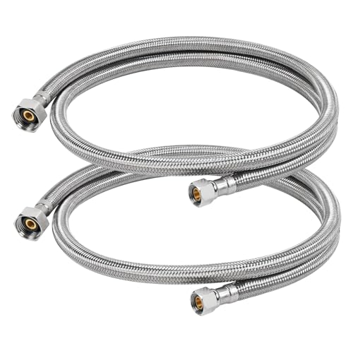 48" Faucet Supply Line, 3/8 inch Comp x 1/2 inch FIP Faucet Connector, Braided Stainless Steel Faucet Hose for Bathroom Sink and Kitchen, Leak-Resistant cUPC Certified Water Supply Line, 2 Pack - size: 48inch