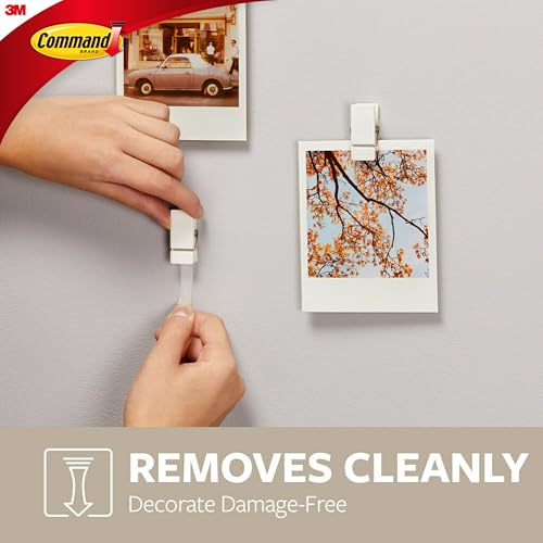 Command Spring Clips 2-Pack (16 Clips + 24 Adhesive Strips), White – Damage-Free Hanging of Photos, Notes, Lightweight Decorations, and Office Organization – No Tools Required - size: 16 Clips, 24 Strips