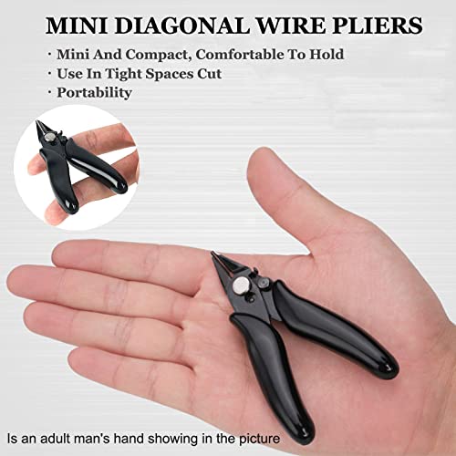BOENFU 3.5 Inches Mini Cutter with Lock, Flush Cutters, Small Wire Snips, Micro Wire Cutter with Spring, Black - color: 3.5 Inches - Black Handle