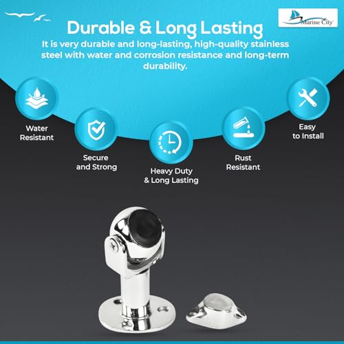 Marine City Magnetic Ball Door Window Stopper Set, 316 Stainless Steel, Corrosion-Resistant, Holds 4kg, Extendable 73mm-100mm, Ideal for Boats, Yachts, Ships