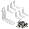 White Corner Brace L Bracket, 20 Pcs, 1.9" x 1.9" x 0.73" | 50 x 50 x 1.5mm, Iron Right Angle Brackets, Metal Joint, For Tables, Furniture, Shelves, With Screws - style: 1.9" - 50mm