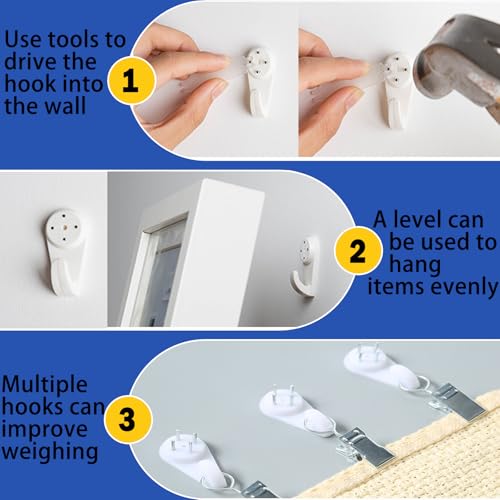 100PCS Picture Hanging Kit,Picture Hangers Concrete Wall Hooks Cinder Block Wall Hangers,Picture Hangers for Concrete Walls,Hardwall Hangers for Photo Frame,Canvas,Clock, House Decoration - size: Mixed-100pcs