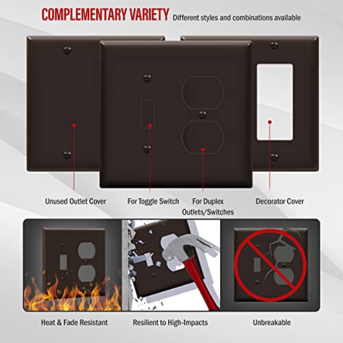 ENERLITES 2-Gang Toggle/Duplex Combination Wall Plate, Brown - color: Brown, size: Mid-Size