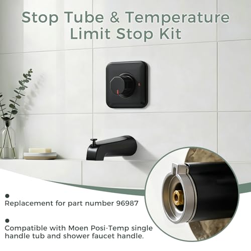 Compatible with Moen Stop Tube and Temperature Limit Stop Kit, Matte Black - color: Matte Black