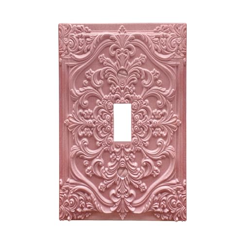 Decorative Light Switch Plate Covers Pink Flower Elegant 3D Floral Embossed 1 Gang Light Switch Cover Plate Single Toggle Wall Plate Outlet Covers Faceplate for Bedroom Home Decor - color: Pink, size: 1-Gang Toggle/ 5 x 3 IN