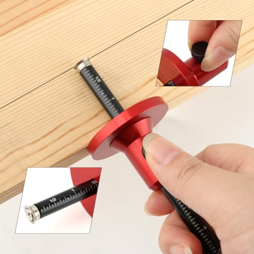 Wheel Marking Gauge for Woodworking, Precision Micro Adjust Fine Thread with Locking, Inch and Metric Scales, Aluminum Alloy Carpentry Tool for Dovetail and Mortise