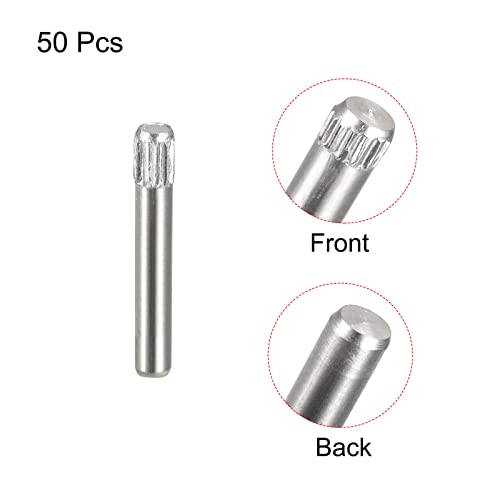 uxcell 2x14mm 304 Stainless Steel Dowel Pins, 50Pcs Knurled Head Flat Chamfered End Dowel Pin, Wood Bunk Bed Shelf Pegs Support Shelves Fasten Elements - size: 2x14mm