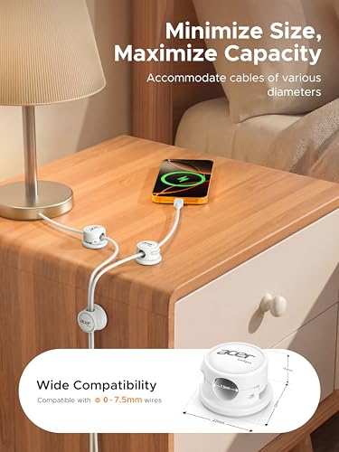 acer 9 Pack Magnetic Rotatable Cable Clips, Cord Holder for Desk Nightstand