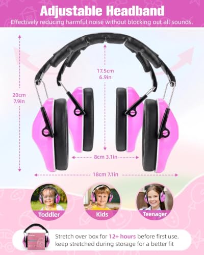 ZOHAN 032 Kids Noise Canceling Headphones - 25dB NRR Kids Ear Protection Earmuffs for School, Monster Jam, Fireworks, Travel, Air Show, Concert, Autism - Pink - color: 1pack - Pink 1.0