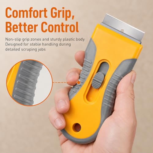 Razor Blade Scraper Set, 2 Safety-Lock Handles + 20 Steel Blades - size: 2pack+20pcs