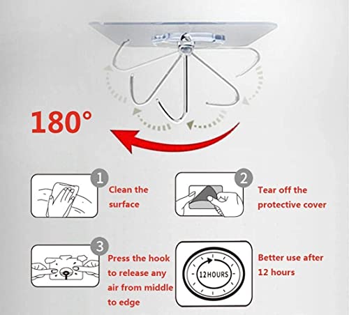 Transparent Adhesive Hooks 30 lb(Max), Waterproof and Oilproof Reusable Seamless Hooks, Heavy Duty Wall Hook for Kitchen Bathroom Office (8 Pack) Transparen