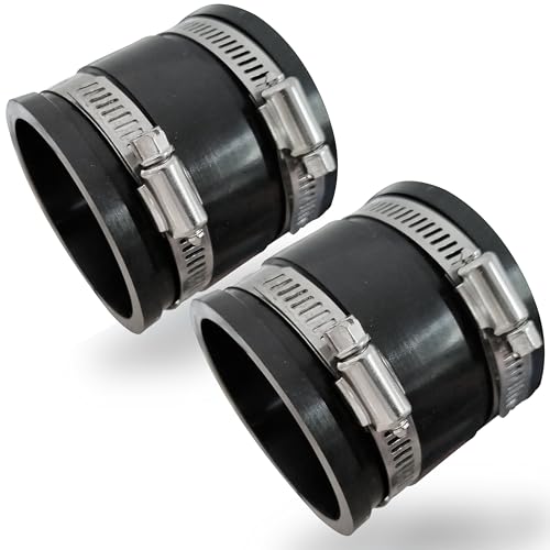 2 PCS 2.5 IN Dust Control Flex Hose Cuff 70148 Connector Ports Fit for 2-1/2” Dust Collection Hose with 4 Stainless Steel Clamps