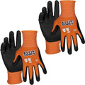 Klein Tools 60581 Work Gloves, Knit Dipped Cut Resistant ANSI A1 Nitrile Coated Gloves, Nylon-Spandex, Touchscreen Capable, Large, 2-Pair - size: Large, style: 2-pair Pack