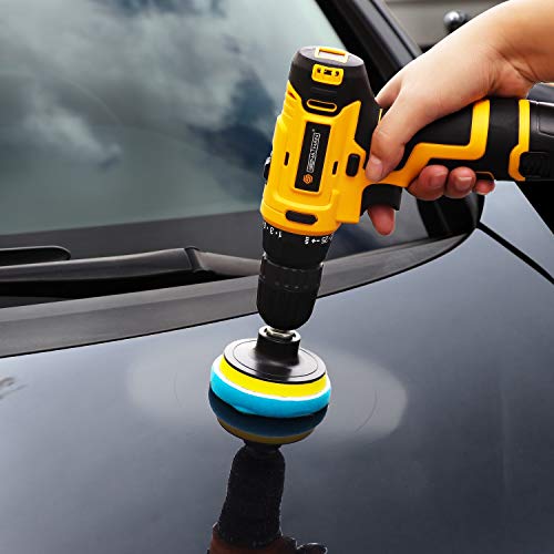 Kshineni 3 Inch Drill Buffing Pad, 11 Pcs Car Foam Polishing Pads Kit, Drill Buffer Polisher Attachment Buffing Kit for Car Polishing, Waxing, Sealing Glaze - size: 3Inch-11Pcs