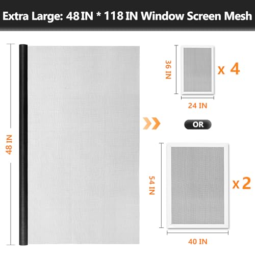 Secopad Window Screen and Screen Door Mesh Repair Kit, Black, 48in x 118in - color: Black, size: 48in x 118in