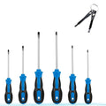 Screwdriver Set : 6-Piece Magnetic Screwdriver Set with 4-in-1 Keychain Tool | Includes Phillips & Flat Head | Non-Slip Grip for DIY & Home Repair | Practical Gift (Blue & Black) - color: Blue/Black