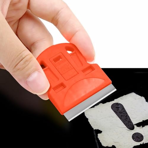 2 Pack Razor Blade Scraper Plastic Razor Blade Scraper Scraper Tool with Extra 10 Plastic Razor Blades and 10 Metal Blades for Adhesive Remover Removing Labels Stickers Taping on Glass Windows