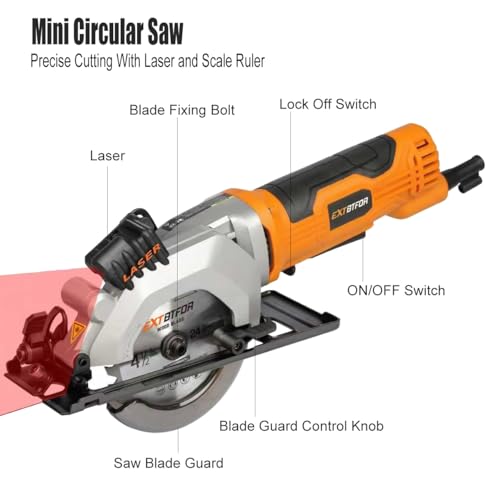 4.8A Power Circular Saw Corded,4000RPM Laser Guide 45° Max Angle - style: Corded circular saw