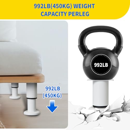 Adjustable Metal Cabinet Support Legs 4-7 In, White Furniture Feet Set of 6 - color: White, size: (6Pcs) 4.72-7.48 inch