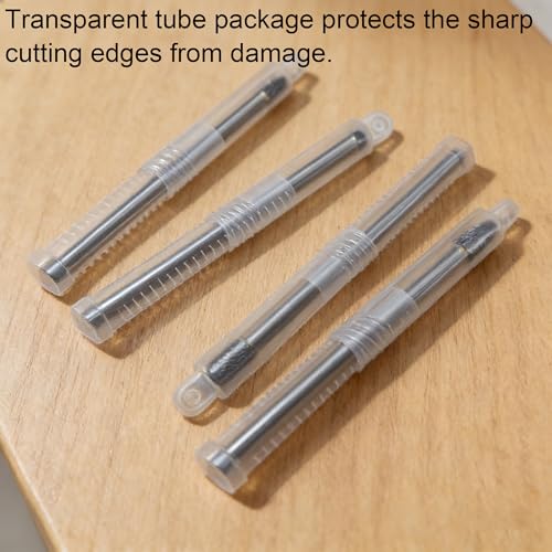 4PCS Long Carbide Burr Set 1/4" Shank Total L 6"Rotary File Long Tool Accessories for Dremel, Double Cut Tungsten Carbide Rotary Files for Metal, Wood, Aluminum, Engraving, Carving, Drilling - size: 6x6mm