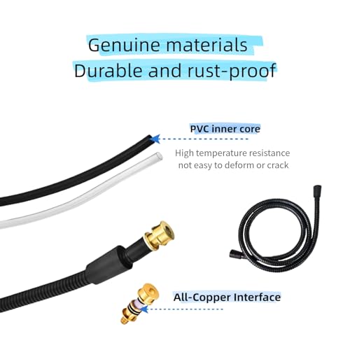 59 Inch Shower Hose Replacement, Stainless Steel, Matte Black - color: Matte Black