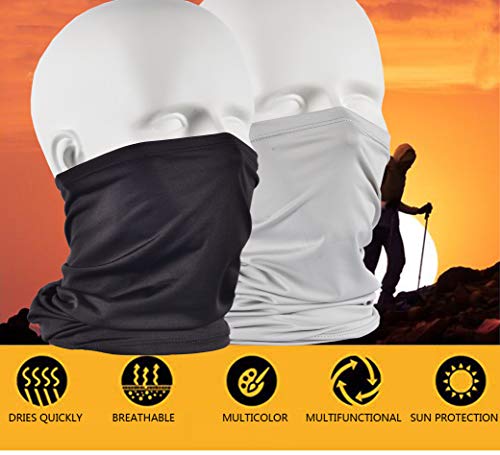 4 PCS UV Protection Neck Gaiter Mask，Breathable Summer Cooling Face Cover - color: 2 Black + 2 Grey