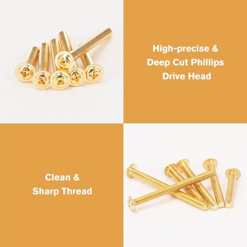 WELLOCKS M4 Cabinet Pull Screws, Gold 25 to 50mm 100 PCS - color: Gold, size: 100PCS