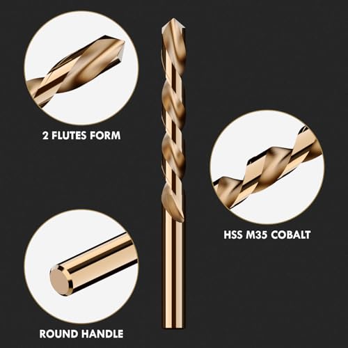 13Pcs(1/16"-1/4") Cobalt Left Hand Drill Bit Set Jobber Length - size: 13pcs Left Hand, 1/16"-1/4"