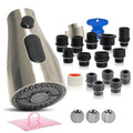 EcoKitchen5Stars Pull-Down Kitchen Faucet Head Replacement, 3-Function Sprayer, G1/2 Thread (13/16 in OD) with 15 Adapters, for Standard Threaded Hoses, Not for Magnetic Dock Faucets, Brushed Nickel - color: ‎Brushed Nickel