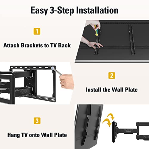 Mounting Dream Full Motion TV Wall Mount for 42-90 Inch TV up to 100lbs - size: For 42" to 90" TVs, 16" Studs