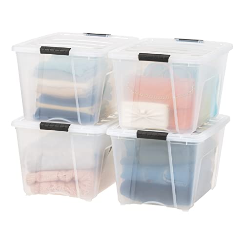 IRIS USA 3-Drawer Rolling Storage Cart, Black/Clear - color: Clear, size: 54 Qt, style: 4 Pack