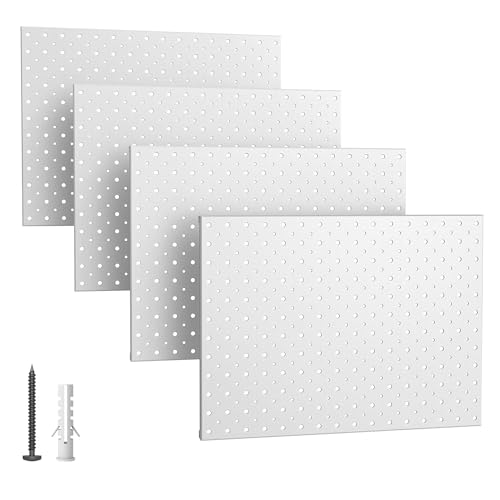 EVERHANGER Metal Pegboard Panels, Heavy Duty Pegboard Wall Organizer - color: Gray, size: 4pack 12"X16"