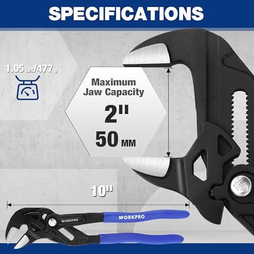WORKPRO 10-Inch Pliers Wrench, CR-V Construction Wrench Plier - size: 10-Inch