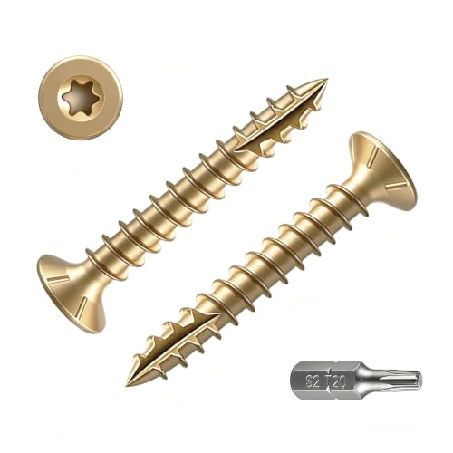 Wensilon #4 * 1" Yellow Deck Screws 907pcs 2 lbs 3x25mm - color: Yellow, size: #4*1"