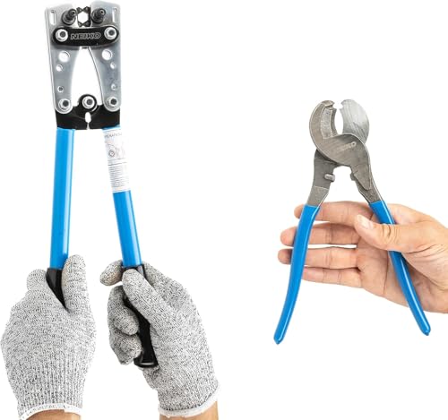 NEIKO 02039A Lug Crimping Plier and Cable Cutter Set, Battery Cable Crimping Tool, 8-0 AWG, 6mm - 50mm, Electrician Wire Crimper Tool - style: 2 Pc Battery Crimper & Cutter Set