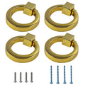 4Pcs Gold Zinc Alloy Cabinet Ring Knobs, Modern Round Drawer Pulls with Mounting Screws, Single Hole Dresser Handles for Kitchen Furniture, Wardrobe and Bathroom Hardware - color: Gold