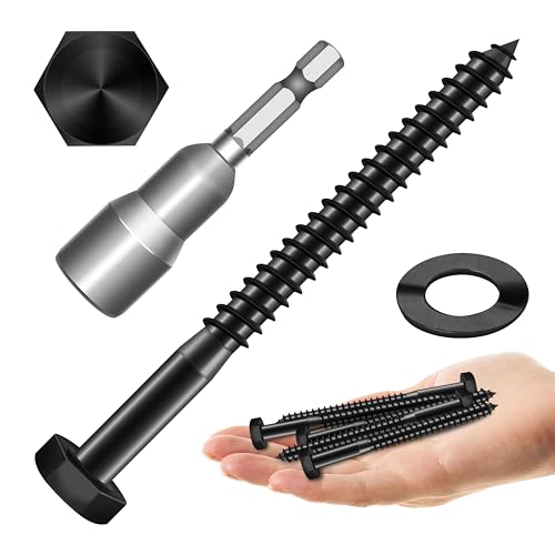 MYWISH (15Sets) 1/4" x 3-1/2" Hex Head Lag Bolts, Heavy Duty Lag Screws with Washers, 304 Stainless Steel Bolts 18-8, Lag Screws Wood Screws, Partial Thread Black Oxide, 1/4 Bolt - size: 1/4 x 3-1/2" (15 set)