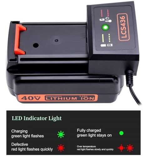 40V Battery Charger LCS436 Compatible with Black and Decker 36V and 40V Max Lithium Battery, Compatible with Black & Decker 40 Volt Charger for LBX2040 LBX1540 LBX2540 LBXR36 LBXR2036