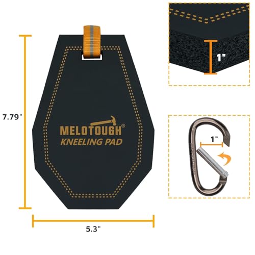 MELOTOUGH Mini Kneeling Pad with Carabiner Clip, Portable 1 Inch Thick NBR Foam Kneeling Pads for Work Construction, Mechanics, Plumbers, Electricians (Orange/Black) - style: Kneeling Pad with Carabiner Clip