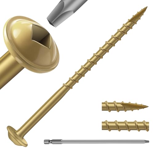 Pocket Hole Screws #8 x 2-1/2" (206Pcs) 2lb. Carbon Steel, Tan, Washer Head, Coarse Thread, Square Drive,150MM Drive Bit Included - color: Tan, size: #8 x 2-1/2"